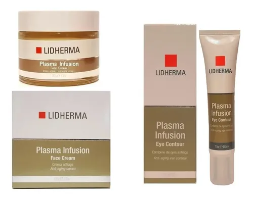 Crema Facial Lidherma Plasma Infusion Antiedad + contorno de ojos Apto Todo Tipo de piel