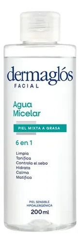 Agua Micelar Dermaglós Líquido para Rostro Piel Mixta 200 mL