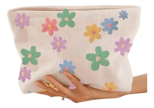 Q Cosmetiquera Bolso Maquillaje Lapicera Flores Grandes 22