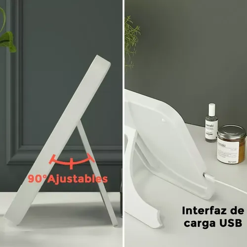 Espejo Maquillaje Led 3 Ajustes De Brillo Con Recargable Usb