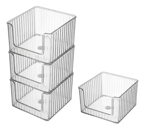 Kit X3 Organizadores Acrílicos Apilables 10x10x5,7 Cm