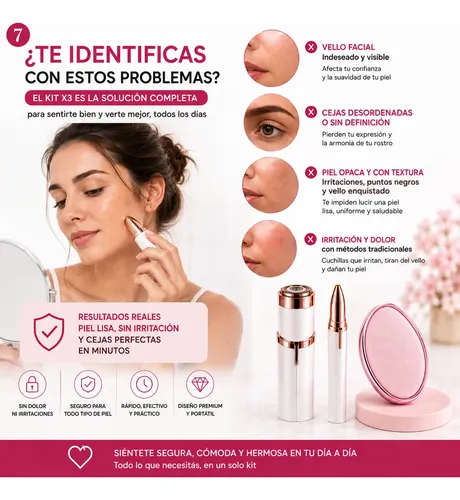 Depiladora Facial + Perfilador Cejas + Piedra Nano – Kit X3