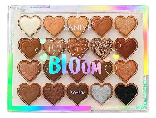 Paleta Sombras Saniye Lovely Bloom Corazones Glitter Matte