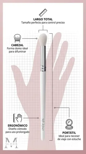 Pincel Ojos Blender Difumina Perfectamente Suavidad al Tacto Esfumino Soft Definer Melody Scher Blanco