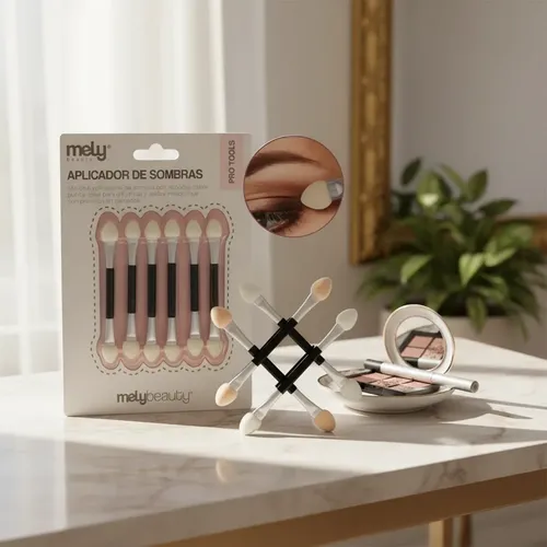 6 Aplicador De Sombras Y Uñas Para Ojos Doble Puntas Negro