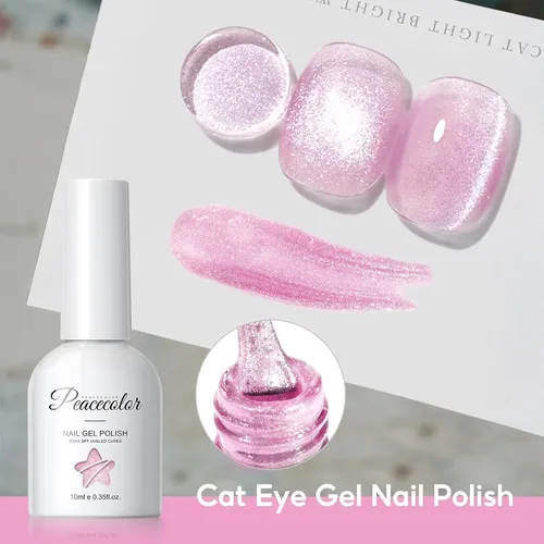 Set Cat Eye Peacecolor 6 Esmaltes Gel Con Efecto Magnético