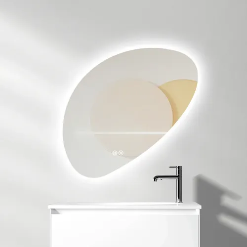 Espejo Led Irregular Diagonal Para Baño Boton Tactil y Antiempañe Gloa