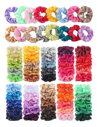 Kit 50 Donas Scrunchies Ligas Cabello Satinada 9cm &lp044 Z