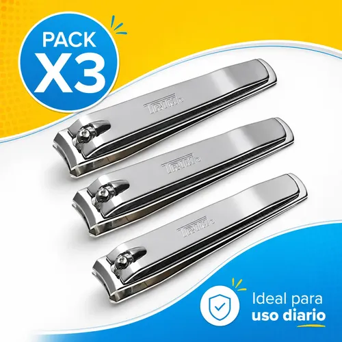 Pack X3 Cortauñas Trim Ideal Regalo Acero Inoxidable Alicate