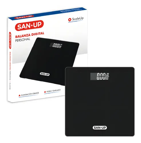Balanza Digital San Up ScaleUp Negra 180kg Vidrio Antideslizante