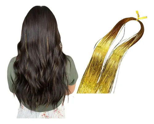 Hilos De Oropel Metalicos Para Cabello Extension Holografica