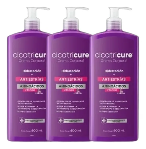 Cicatricure Crema Anti Estrías Hidratación Vitamina E Pack 3