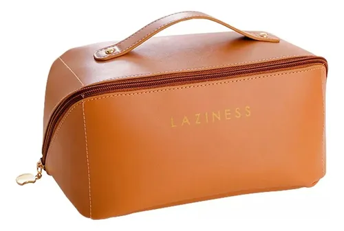 Neceser De Cuero Ecologico Para Maquillaje Cosméticos Y Accesorios De Viaje Organizador Portacosmeticos Con Cierre Resistente Interior Forrado Ideal Para Mujer Color Marron Levys Bazar