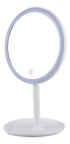Espejo Maquillaje Luz Led Táctil Usb Redondo Con Base