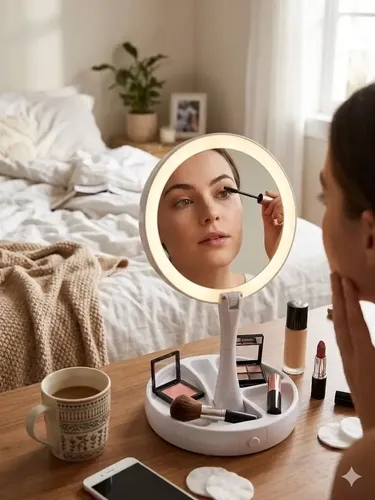Espejo Led Maquillaje Organizador Con Aumento