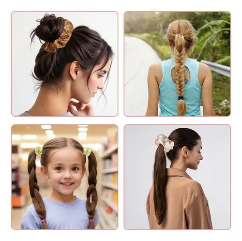 Set De 40 Scrunchies De Satén, Gomas Para El Pelo -/