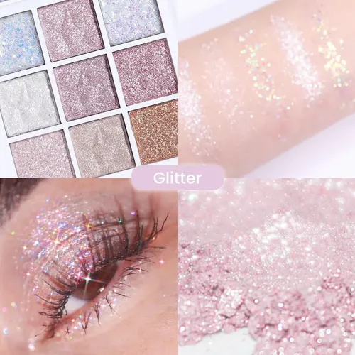 Cakaila Paleta Sombras 9 Colores Glitter Rosa Blanco