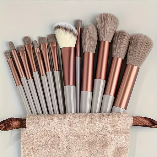 Set De 13 Brochas De Maquillaje Belmira Marrones Con Estuche
