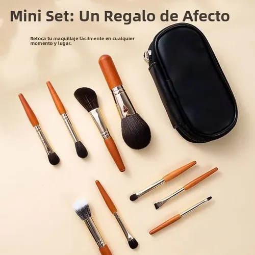 Veejaga Set De 9 Pinceles De Maquillaje Mini Portátil Para