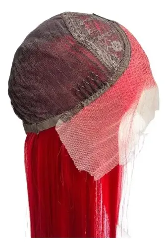 Peluca Lace Front Adiolacba Premium Símil Natural 70 Cm Tamaño De La Base Regulable Tono Rojo Fuego