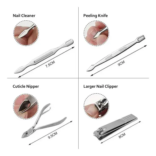 Set Manicura Pedicura 19 Piezas Acero Inoxidable Estuche Kit