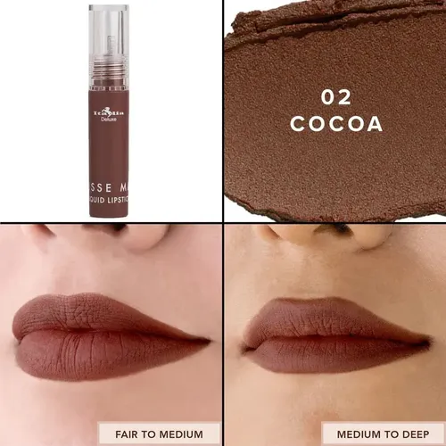 Labial Líquido Italia Deluxe Mate Larga Duración Color 02 Cocoa