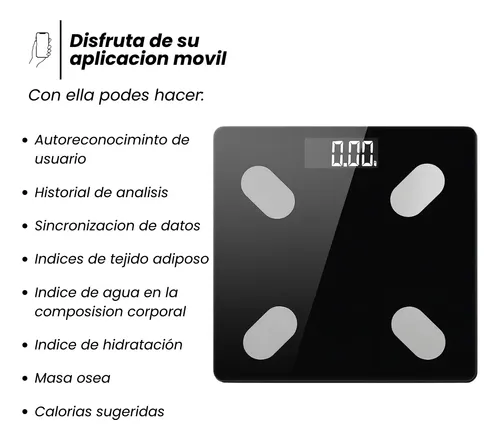 Balanza Baño Digital Bluetooth Personal Corporal 180kg Negra