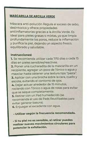 Mascarilla Detox Arcilla Verde 40g Vegana Natural