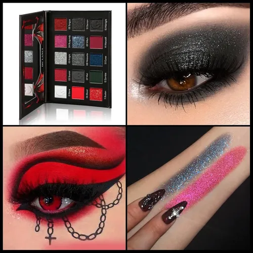 Paleta De Sombras Roja/negra Ecofavor 15 Tonos