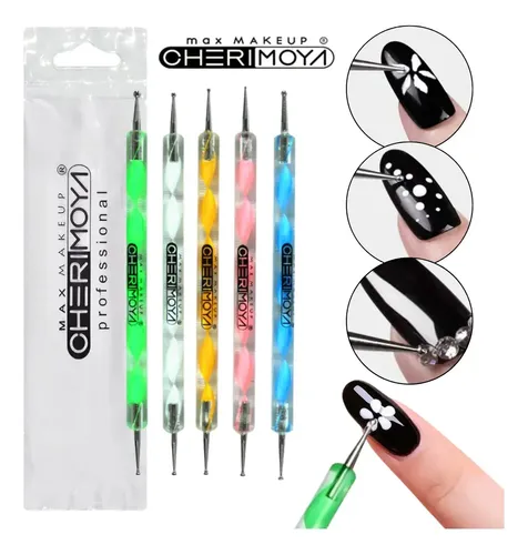 Kit De 5 Pinceles Dotting Doble Punta Cherimoya P/decoracion