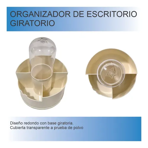 Organizador Escritorio Maquillaje 4 Divisiones Giratorio F