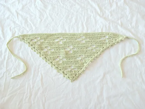 Bandana Pistacho Tejida Crochet Flor Pañuelo Algodón