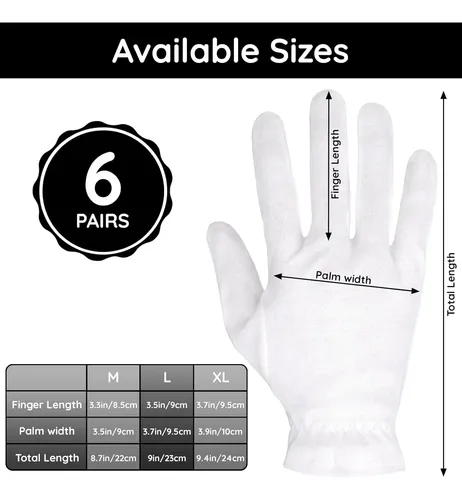 Guantes De Algodón Blancos Hidratantes Para Dormir Grandes