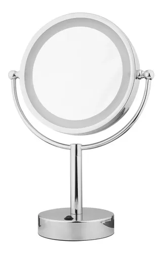 Espejo Maquillaje Luz Aumento X5 Doble Faz Base 22cm Vip