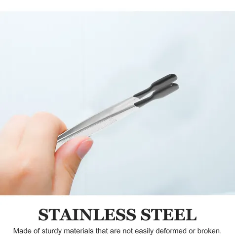 Flat Tip Stainless Steel Tweezers For Aquarium Silver