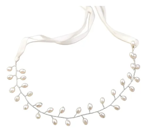 Diadema De Perlas Y Flores Para Novia Y Boda