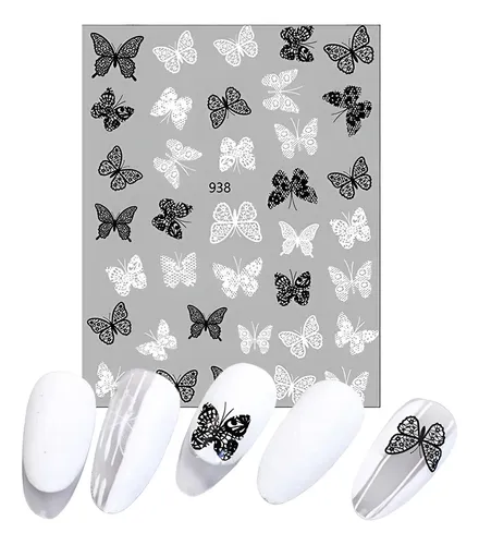 Stickers Para Uñas Autoadhesivos Mariposas Flores Nail Art