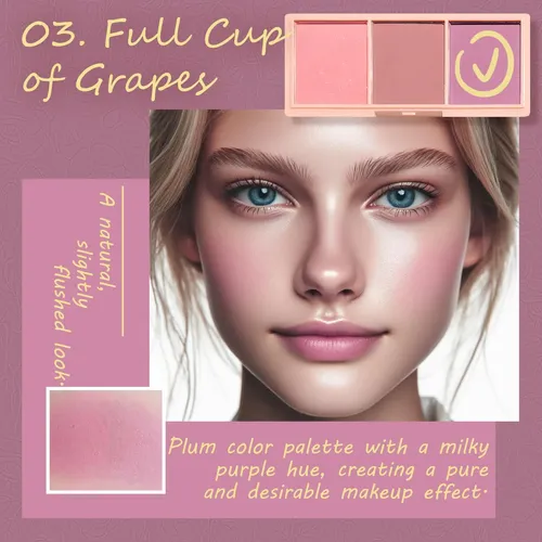 Kootinn Paleta Rubor 3 Colores Mate Rosa Con Brocha