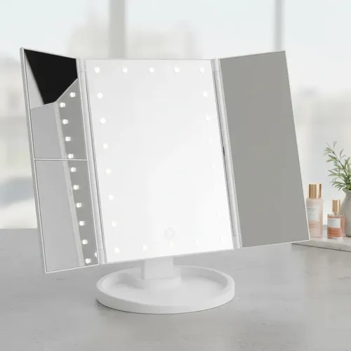 Maquillaje Tríptico Iluminación Led Portátil Base Reforzada