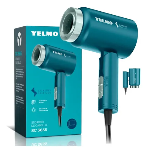 Secador De Cabello Yelmo Sc-3655 Fold Go 1600w Bivolt Plegable Viaje