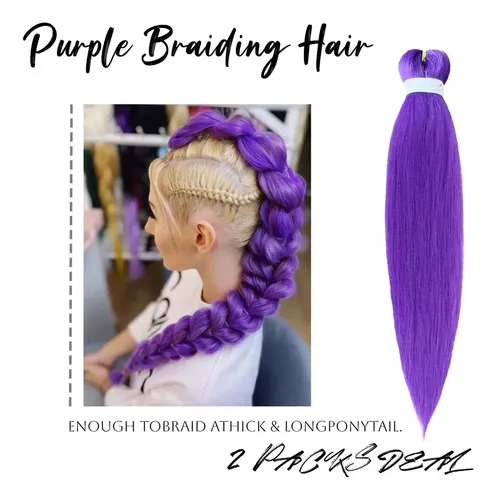 2 Piezas Trenzas Moradas For Extensiones De Cabello,
