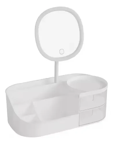 Organizador De Maquillaje Espejo Skincare Brochas Accesorios