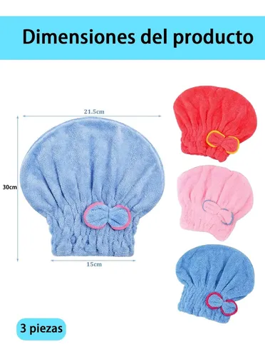 2026 Gorros Seca Cabello 3 Uds Absorción Rápida Algodón G Rf