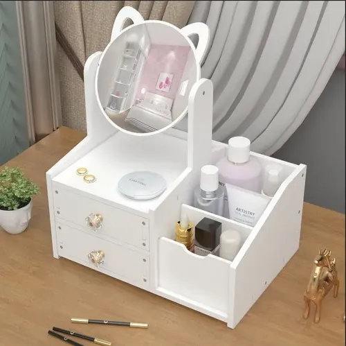 Organizador De Maquillaje Con Espejo Joyero Multifuncional
