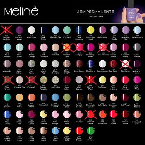 Esmaltes Semipermanentes Meline X 8 Unidades Nuevos Colores!