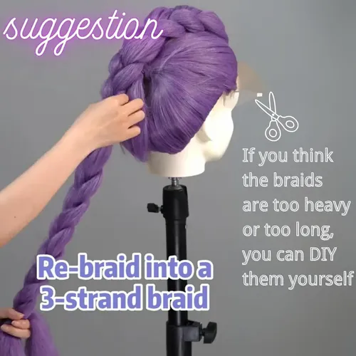 Pelucas Largas Con Trenzas Moradas For Niños, Pelucas Con T