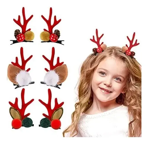 3 Pares De Pinzas Navideñas Para El Cabello, Accesorios De P