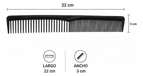 Peine De Corte De Carbono Profesional Antiestatico Mozku Negro