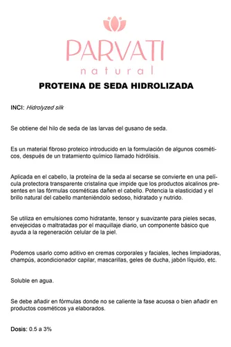 Seda Hidrolizada 60 Grs Insumo Cosmetico