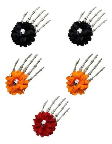 Pinzas Para El Pelo Con Forma De Calavera Y Flor Para Hallow